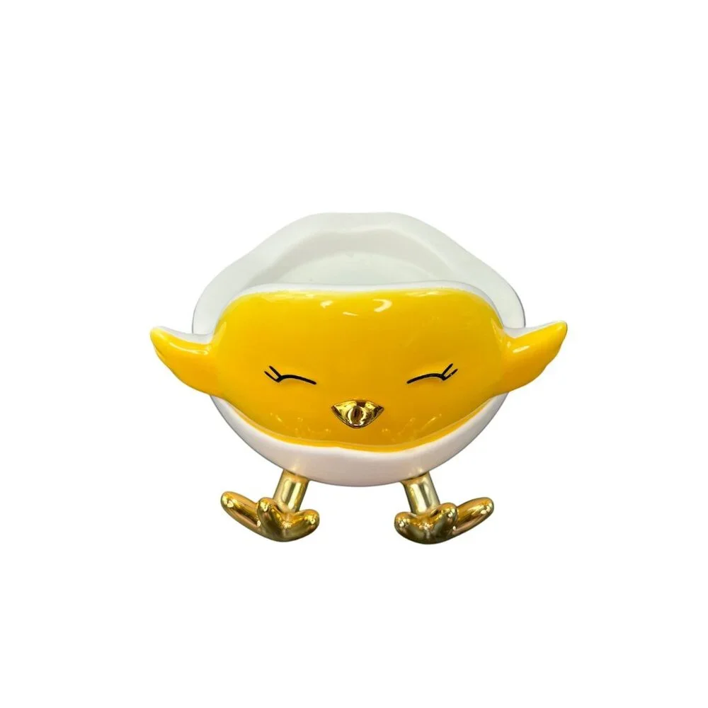NEW Bath & Body Works Easter Chick Single Wick Candle Holder Yellow Gold White